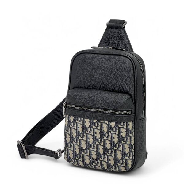 Мужская сумка слинг Christian Dior мужской кожа swift черный,белый 176226-2