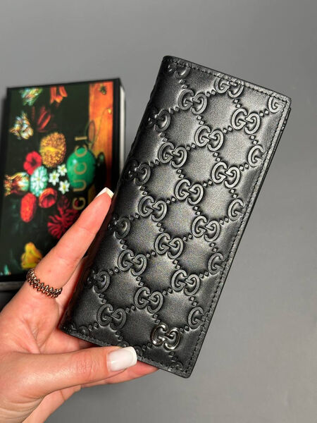 Мужской портмоне Gucci мужской кожа черный 154015-3