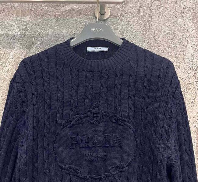 Свитер Prada женский вязаная ткань синий 201928-3