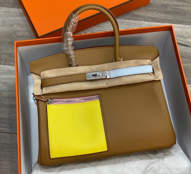 Сумка Hermès Birkin 28 ручная работа женский кожа горчичный 75291
