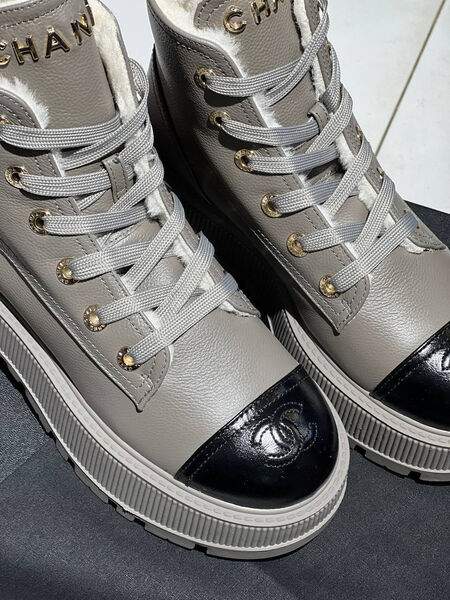 Ботинки Chanel женский кожа графитовый 130451-4