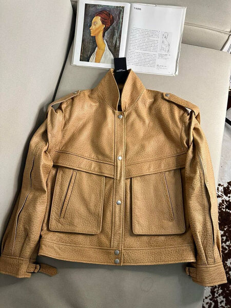 Куртка Saint Laurent женский кожа бежевый 160256-6