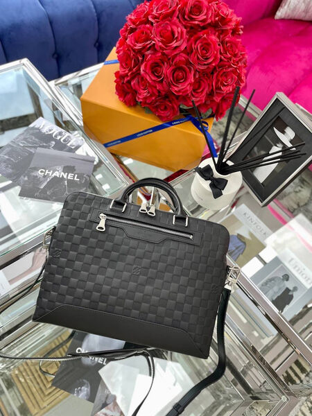 Мужской портфель Louis Vuitton мужской кожа черный 97627-2