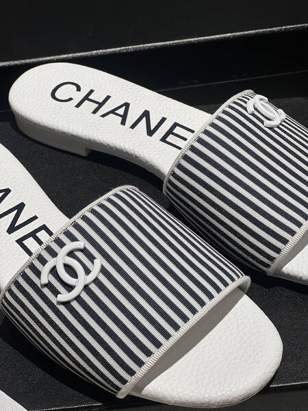 Шлепки Chanel женский текстиль черный 151153-2