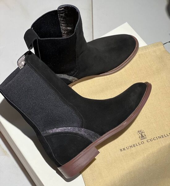Ботинки Brunello Cucinelli женский замша черный 128239