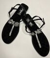 Босоножки Chanel женский стразы темно-серый 155629