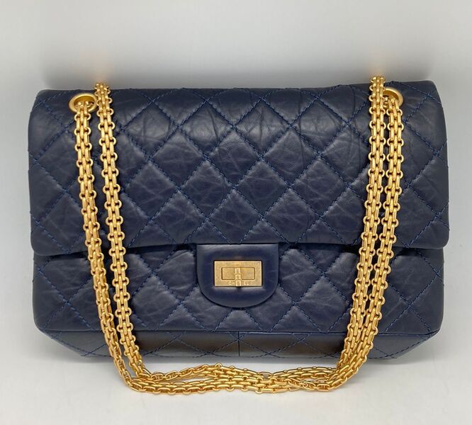 Сумка Chanel Vintage 28 см женский кожа синий 102740