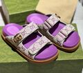 Шлепки Gucci женский текстиль сиреневый 152441