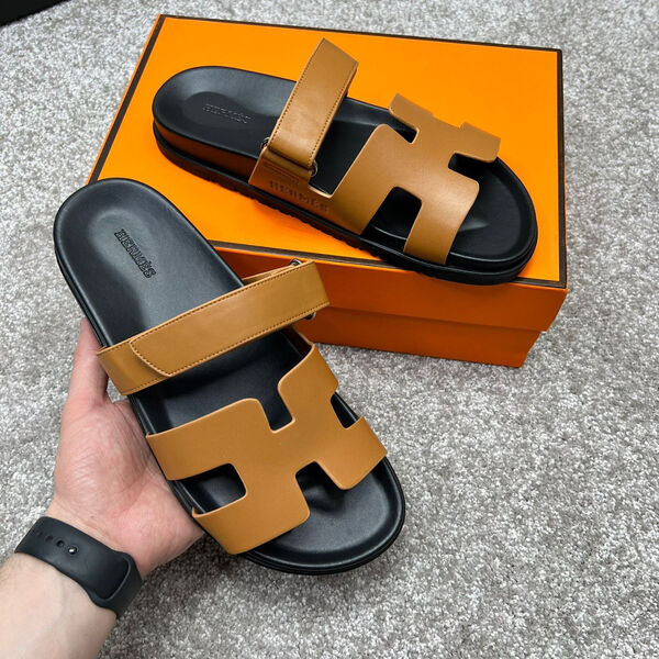 Мужские шлепки Hermès мужской кожа 115602-5