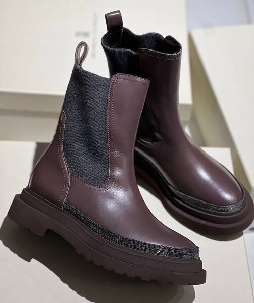 Ботинки Brunello Cucinelli женский кожа бордовый 164870