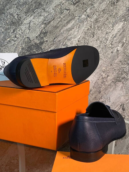 Мужские лоферы Hermès мужской кожа синий 172007-3