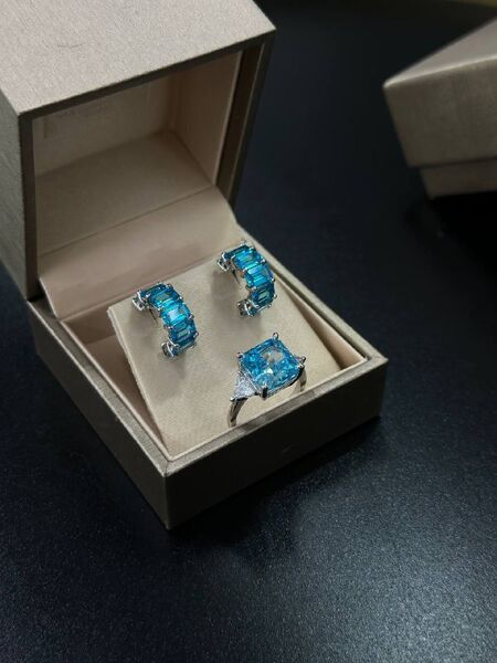Кольцо и серьги Graff женский серебро бирюзовый e4607725-1