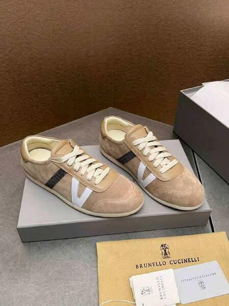 Женские кеды Brunello Cucinelli женский замша бежевый f0067862-1-3