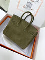 Сумка Hermès Birkin 25 женский замша болотный 155726-4