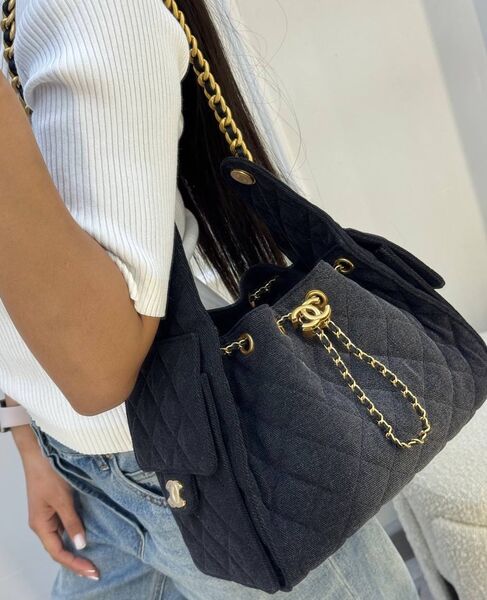 Сумка Chanel Premium женский текстиль графитовый 188233