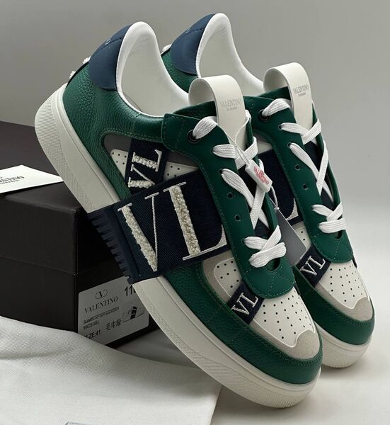 Мужские кроссовки Valentino мужской кожа болотный 140368