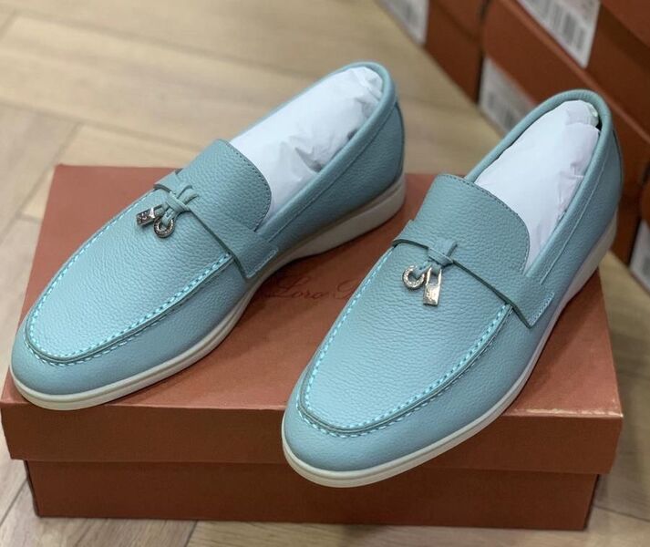 Лоферы Loro Piana женский кожа бирюзовый 105475