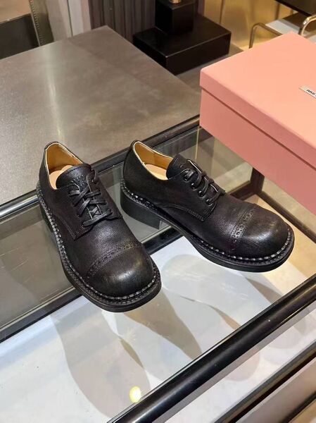Женские дерби Miu Miu женский кожа черный w7782368-1-5