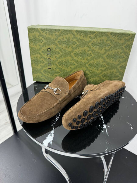 Мужские мокасины Gucci мужской замша 195817-3