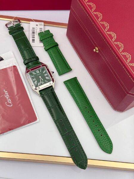 Мужские часы Cartier Suntos-Dumont мужской кожа зеленый s9780145-1-2