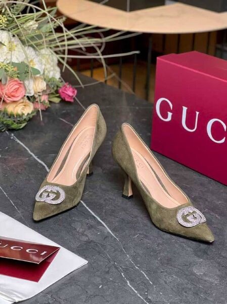 Женские туфли Gucci женский замша хаки u0695506-1-3