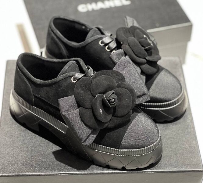 Ботинки Chanel женский замша черный 139244