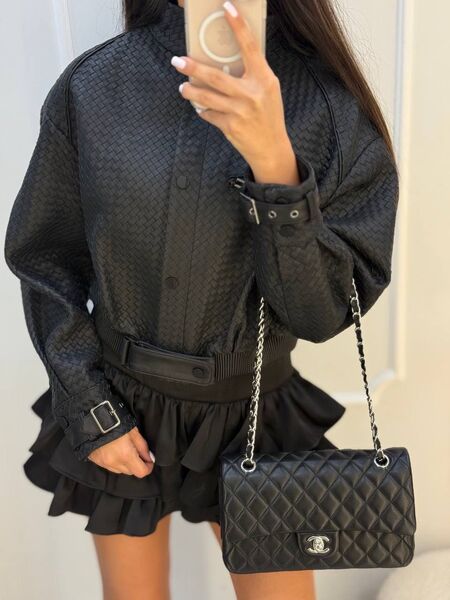 Куртка Bottega Veneta женский кожа черный 141627