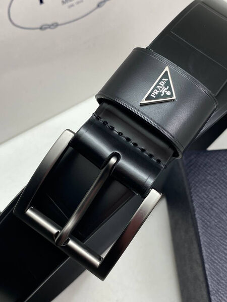 Мужской ремень Prada мужской кожа черный 176204-2