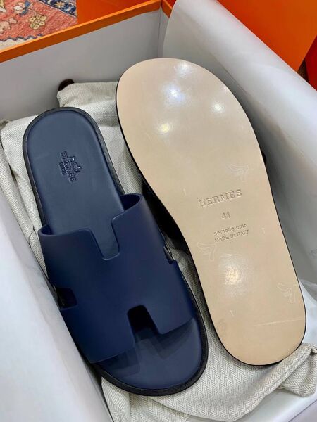 Мужские шлёпанцы Hermes Izmir мужской кожа синий r3349559-1-2
