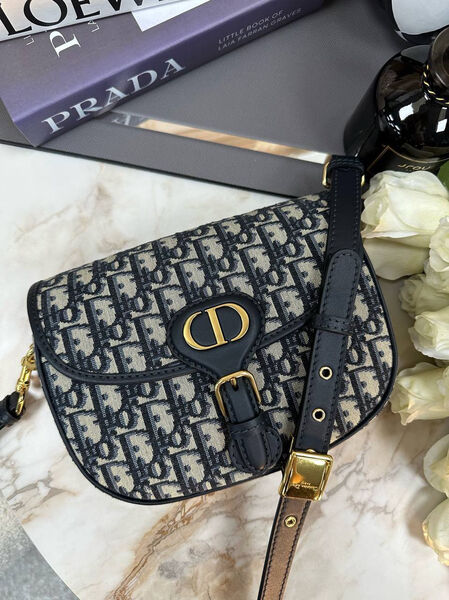 Сумка Christian Dior Bobby средняя женский жаккард dior oblique синий 74416-4
