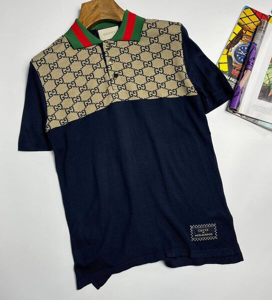Мужское поло Gucci мужской синий 144621