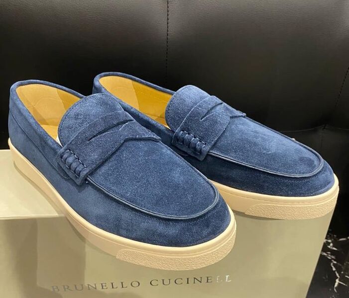 Мужские лоферы Brunello Cucinelli мужской замша синий 47669