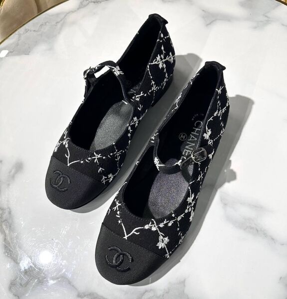 Балетки Chanel женский текстиль черный 187599