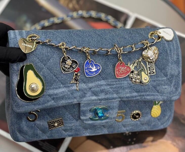Сумка Chanel женский джинса бирюзовый 174842