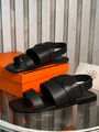 Мужские сандалии Hermès мужской кожа черный 152007-5