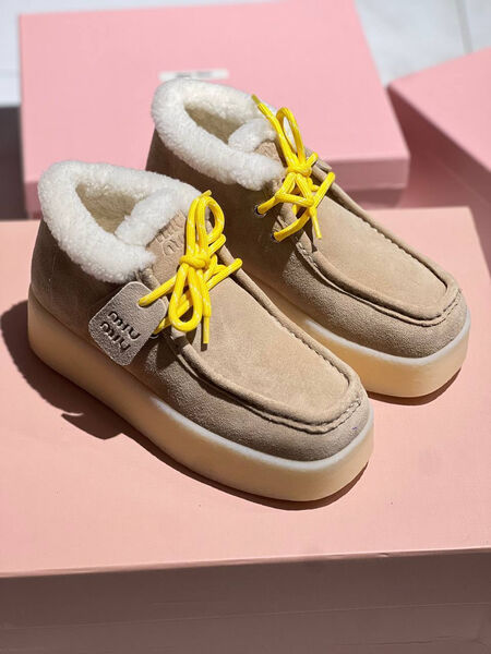 Ботинки Miu Miu женский замша бежевый 164444-2