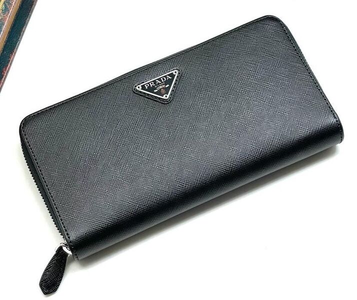 Мужской портмоне Prada мужской кожа черный 108567