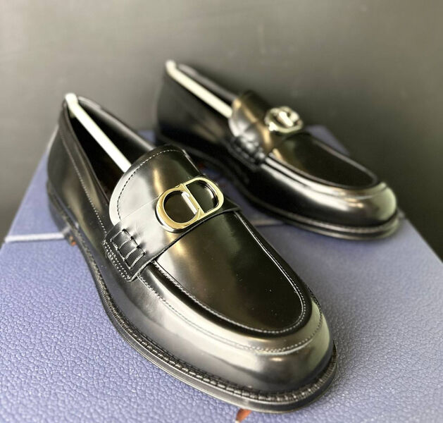 Мужские лоферы Christian Dior мужской кожа черный 145401-5