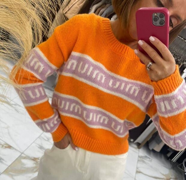 Свитер Miu Miu женский вязаная ткань оранжевый 128804