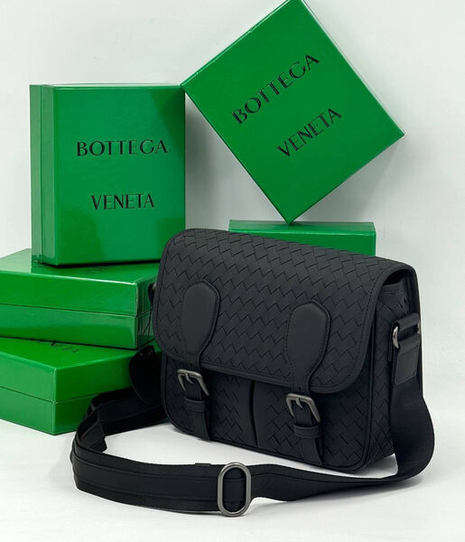 Мужская сумка мессенджер Bottega Veneta мужской кожа черный 115316-4