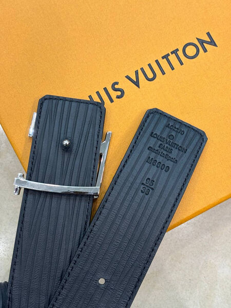 Мужской ремень двухсторонний Louis Vuitton мужской кожа черный 176105-4