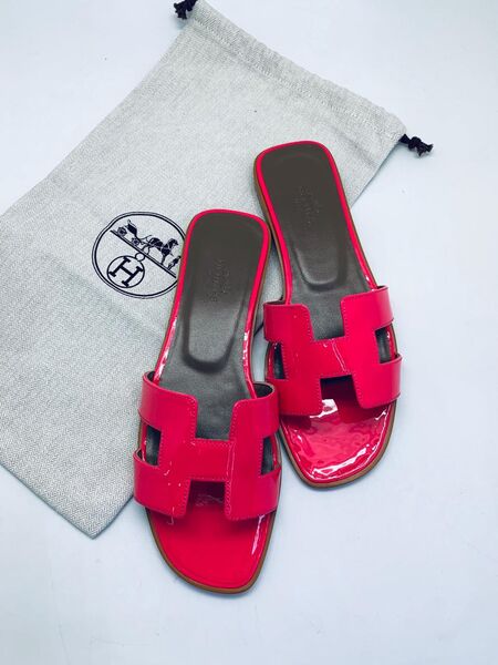 Шлепки Hermès женский кожа розовый 89221-2