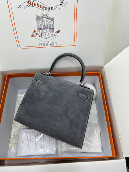 Сумка Hermèskelly 25 женский замша графитовый 156150-7