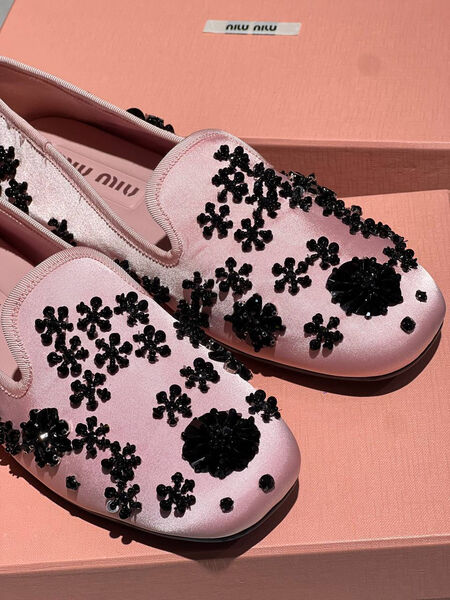 Лоферы Miu Miu женский текстиль розовый 148251-3