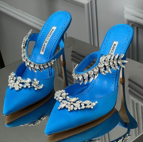 Туфли Manolo Blahnik женский кожа бирюзовый 119183