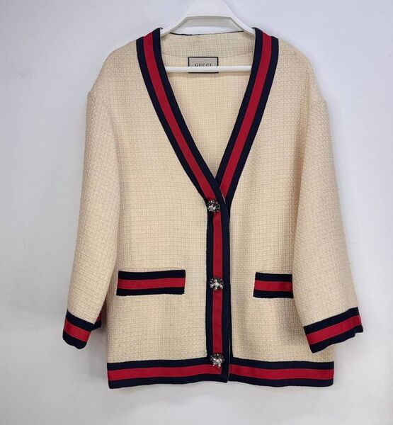 Кардиган Gucci женский вязаная ткань бежевый 193435