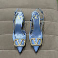 Туфли Valentino женский сатин бирюзовый 121321-2