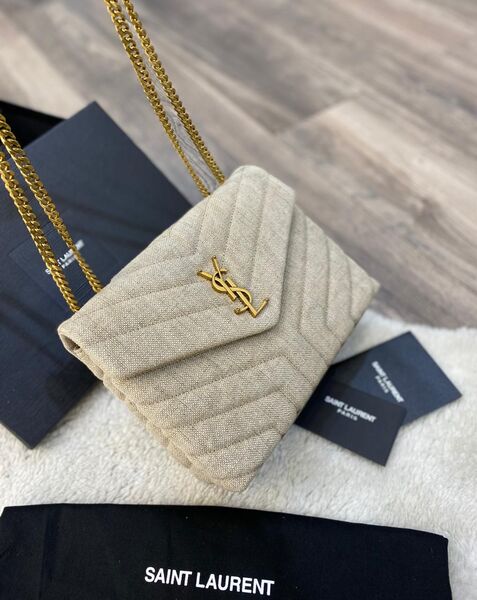 Сумка Saint Laurent женский ткань бежевый 77414-4