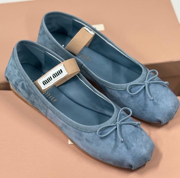 Балетки Miu Miu женский замша синий 182902