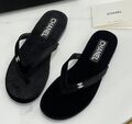 Шлепки Chanel женский велюр черный 149662-1